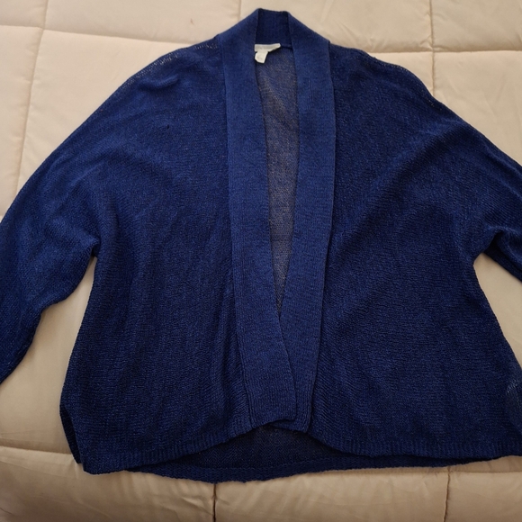 EILEEN FISHER Womens Black Pocketed Long Sleeve Open Front Sweater
